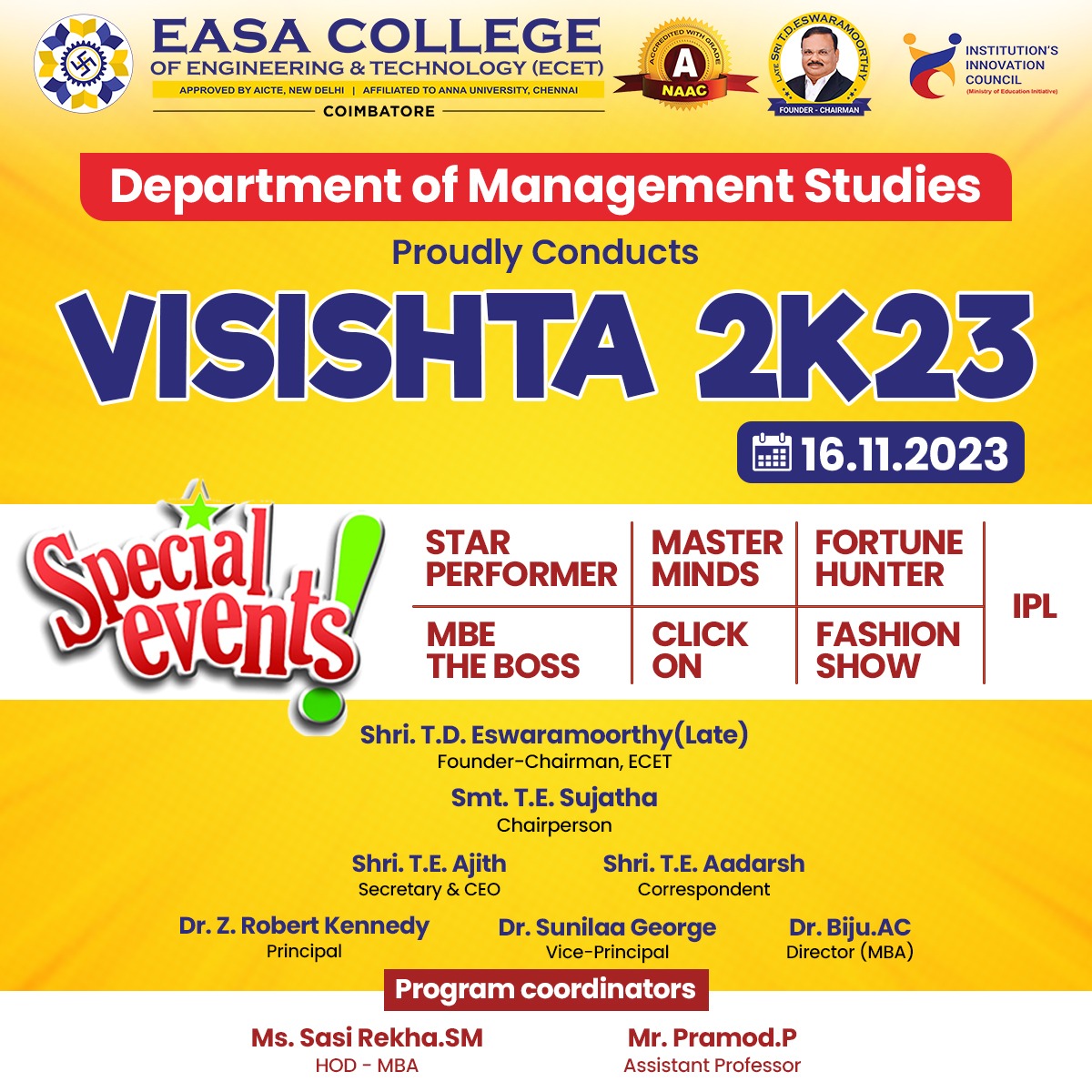 Department of Management Studies Organized VISISHTA 2K23