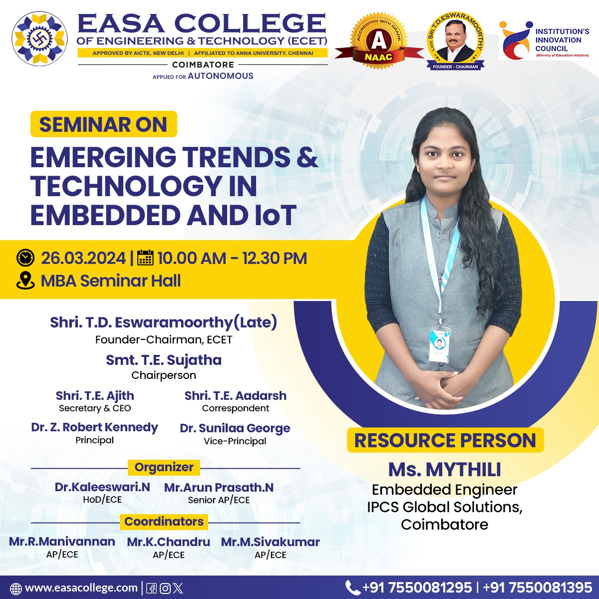 Mar 26 2024 - Seminar on Embedded Trands & Technology in Embdded and IoT