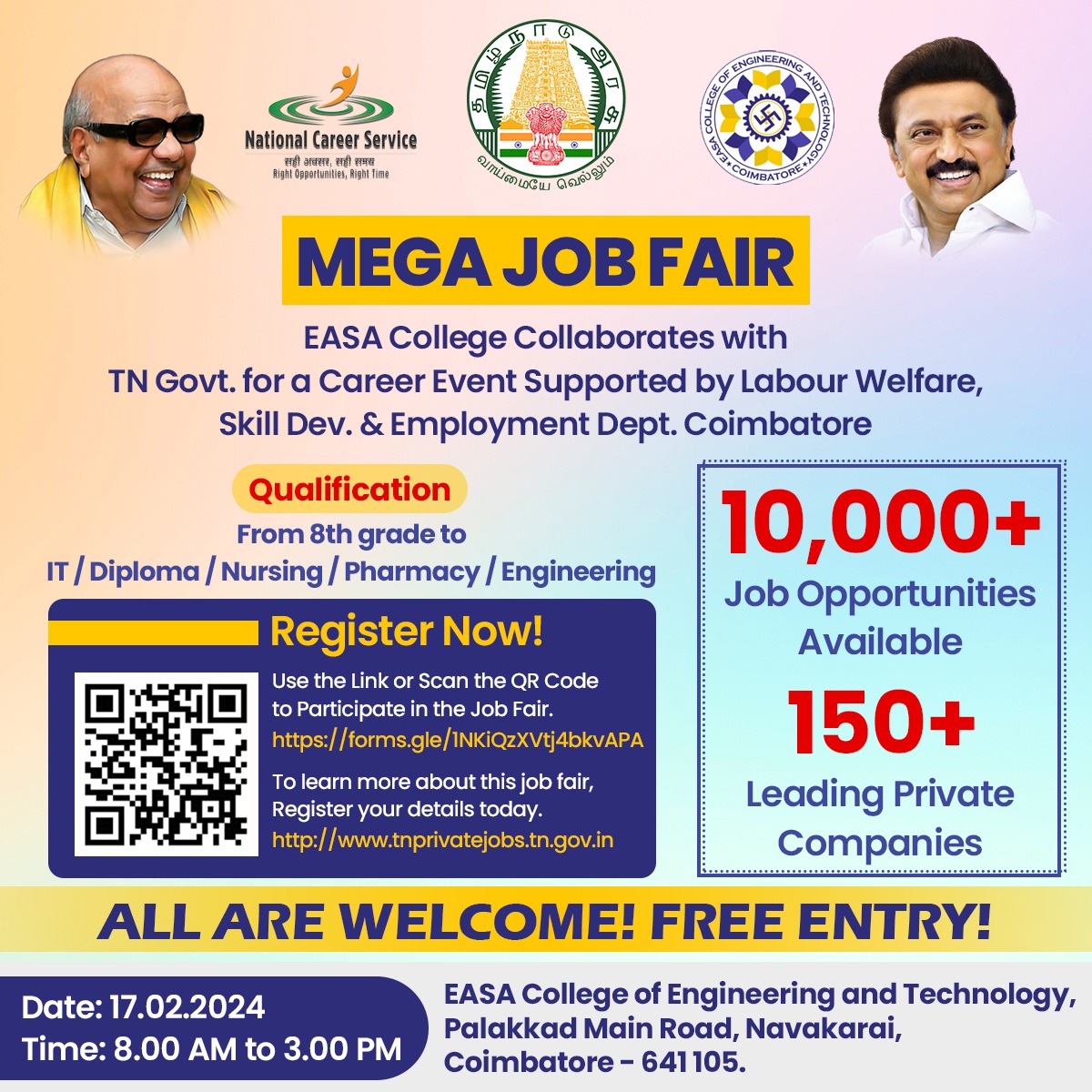 Mega Job Fair On 17-02-2024